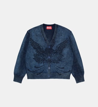 Cardigan jacquard avec logo - Diesel Kids - Bleu
