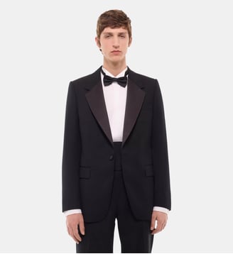 Veste de smoking satinée en laine vierge - Fursac - Noir