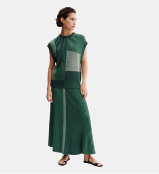 Pull sans manches patchwork - Bompard - Jade et vert amande