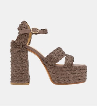 Sandales en raphia à talon haut FRESA - Castaner - Taupe