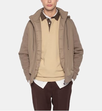 Blouson style gilet avec capuche - Serge Blanco - Marron