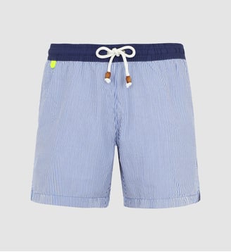 Short de bain TRAWANGAN - Sweet Seersucker - Gili's - Blanc et bleu