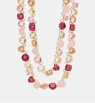 Collier plastron deux rangs La Diamantine Rosa Centifiola - Les Néréides - Rose