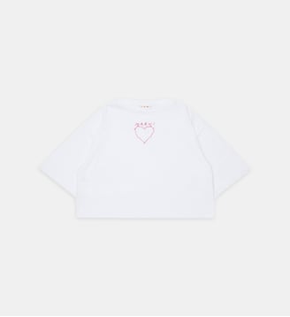 T-shirt avec broderie cœur sur le devant - Marni - Blanc