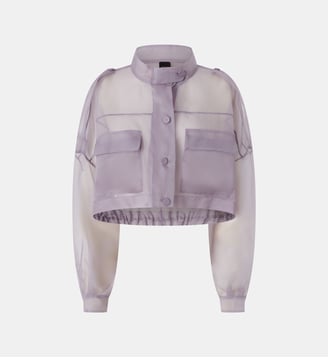 Petite veste cropped en organza de soie transparent - Pinko - Violet