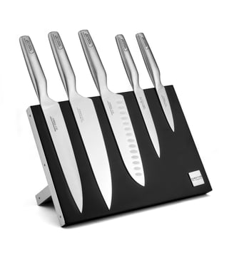 Bloc magnétique 5 couteaux de cuisine - Sabatier Trompette - Argent