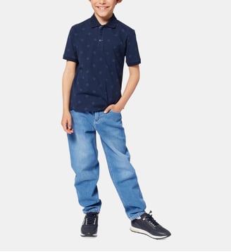 Polo à coupe droite imprimé - BOSS Kidswear - Bleu cargo