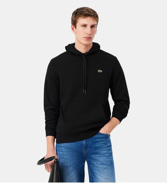 Sweatshirt à capuche molleton de coton - Lacoste - Noir