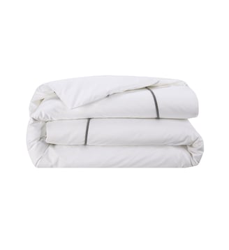 Housse de couette en percale de coton gris, Athéna - Yves Delorme - Platine