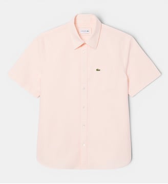 Chemise manches courtes regular fit Oxford - Lacoste - Rose et blanc