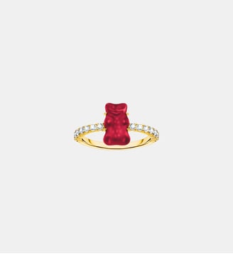 Bague avec Ours d'or  rouge - Thomas Sabo - Or jaune