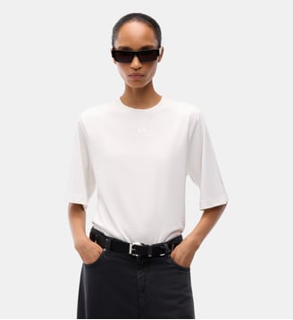 T-shirt à manches larges et logo love birds - Pinko - Blanc et blanche neige
