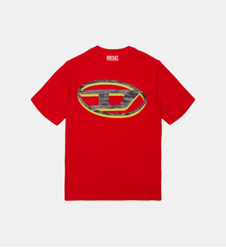 T-shirt avec logo Oval D - Diesel Kids - Rouge