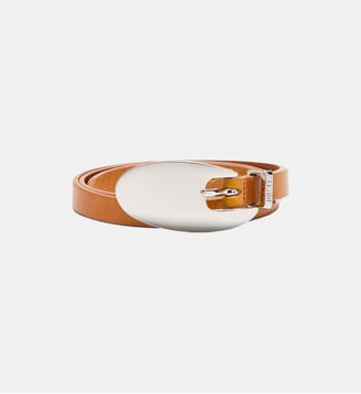 Ceinture en cuir de 1,5 cm avec boucle sculpturale - Diesel - Marron clair