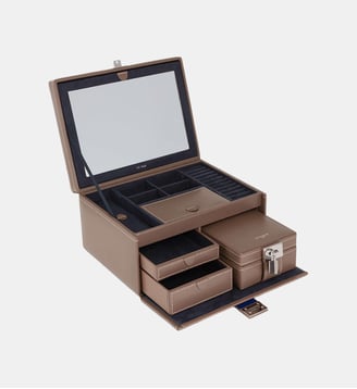 Grande boite à bijoux en cuir - Le Tanneur - Taupe