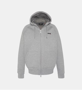 Sweatshirt zippé à capuche en Triplux - Schott - Gris chine