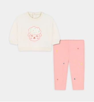 Ensemble sweat et leggings - Billieblush - Écru et rose