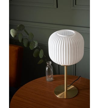 Lampe laiton et verre strié - Cyrillus - Beige clair bicolor