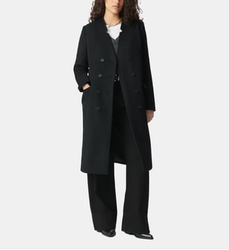 Manteau long parementure à capuche amovible - Ikks - Noir