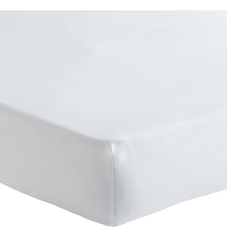 Drap housse uni en lin métis, bonnet de 30cm, ONTARIO - Alexandre Turpault - Blanc