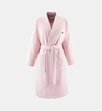 Peignoir de bain long en coton - Lacoste Home - Rose pâle