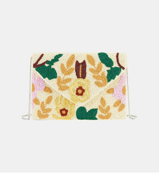 Sac pochette brodé de perles EULALIE - Wild - Écru
