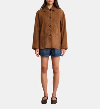 Veste large en cuir velours - JOSEPHINE - Pablo - Paille