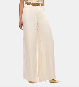 Pantalon palazzo en sergé peau de pêche - Pinko - Beige
