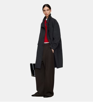 Manteau long avec laine mérinos et devant croisé - Adolfo Dominguez - Noir
