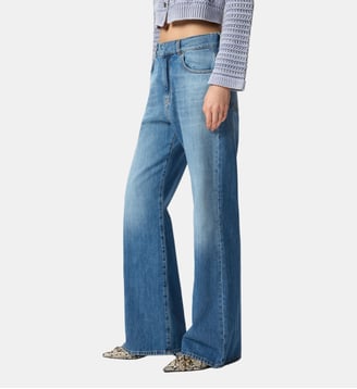 Jean wide leg décoloré - Pinko - Délavage moyen clair