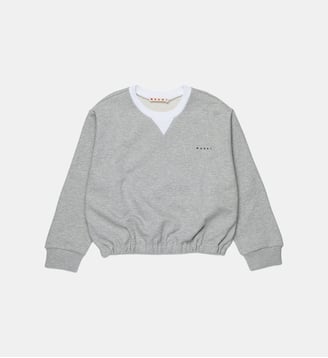 Sweat-shirt à col rond avec logo - Marni - Inox gris mélangé