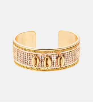 Bracelet jonc ajustable avec coquillages et strass DIADEMA - Hipanema - Blanc
