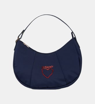 Sac porté épaule Kanga avec logo - Marni - Bleu foncé