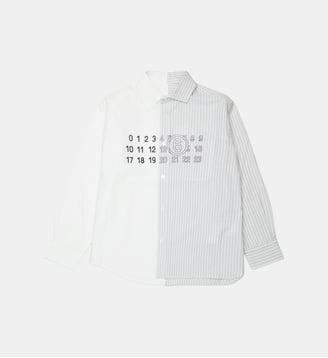 Chemise asymétrique à double motif - MM6 Maison Margiela - Gris