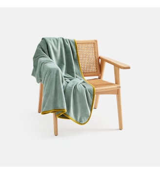 Plaid en maille polaire, polyester recyclé - La Redoute Interieurs - Celadon et absinthe