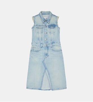 Robe en denim sans manches effet délavé - MM6 Maison Margiela - Denim bleu