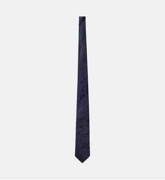 Cravate classique en soie à motif jacquard - Fursac - Bleu marine