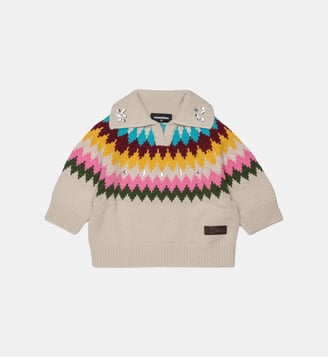 Pull jacquard avec logo - Dsquared2 - Blanc antique