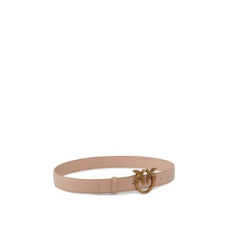 Ceinture love birds en cuir - Pinko - Rose pâle