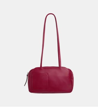 sac Lucie porté épaule en cuir - Agnès b. - Rouge etoile