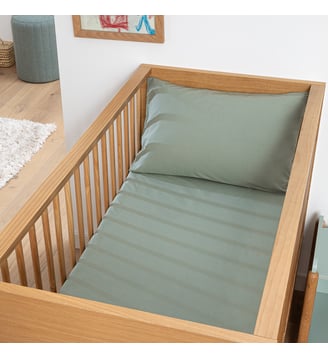 Drap-housse bébé, en percale de coton - La Redoute Interieurs - Sauge