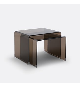 Lot de 2 tables basses gigognes verre trempé - La Redoute Interieurs - Verre fumé