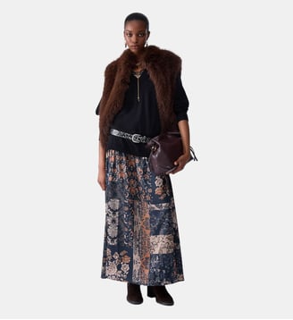 Robe longue en mélange de laine - Liu Jo - Noir et beige