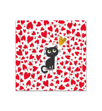 Carte Puzzle De Tout Coeur Chat - Cartesdart - Multicolore