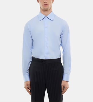 Chemise col courbé en popeline de coton - Fursac - Céleste