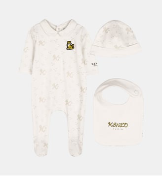 Ensemble pyjama, bonnet et bavoir - Kenzo Kids - Off white