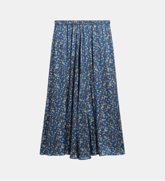 Jupe élastiquée à fleurs champêtres- TULIPE - Gerard Darel - Marine