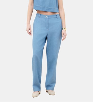 Pantalon pillydenim - Motif uni - Coton - Coupe droite Caroll