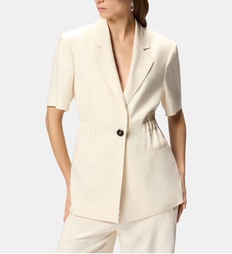 Veste à manches courtes à taille élastique - Pinko - Blanc cygne