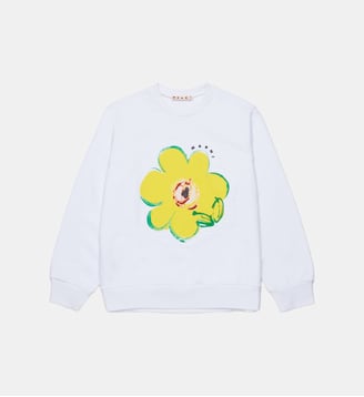Sweat-shirt à col rond avec maxi fleur - Marni - Blanc